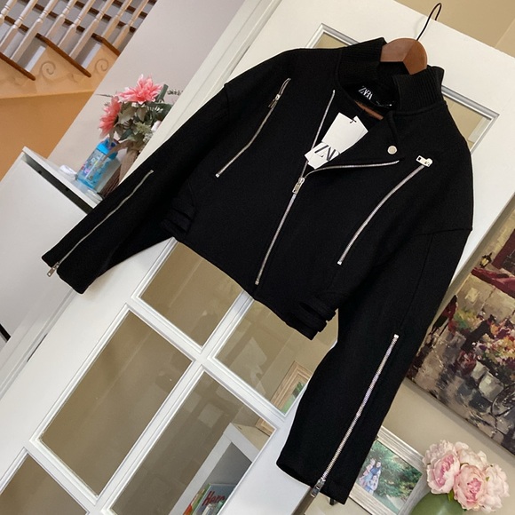 ZARA Manteco 75% Italian wool biker jacket - Picture 3 of 12
